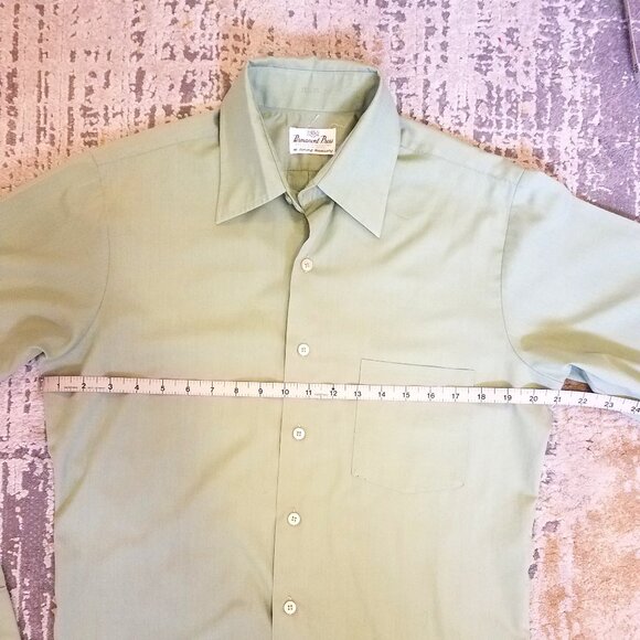 Vintage Permanent Press Green Button Down Collar Shirt - Picture 8 of 15